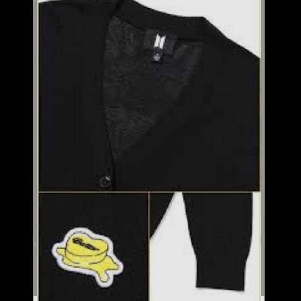 Black Knit Cardigan with Ribbed Details - Picture 5 of 16